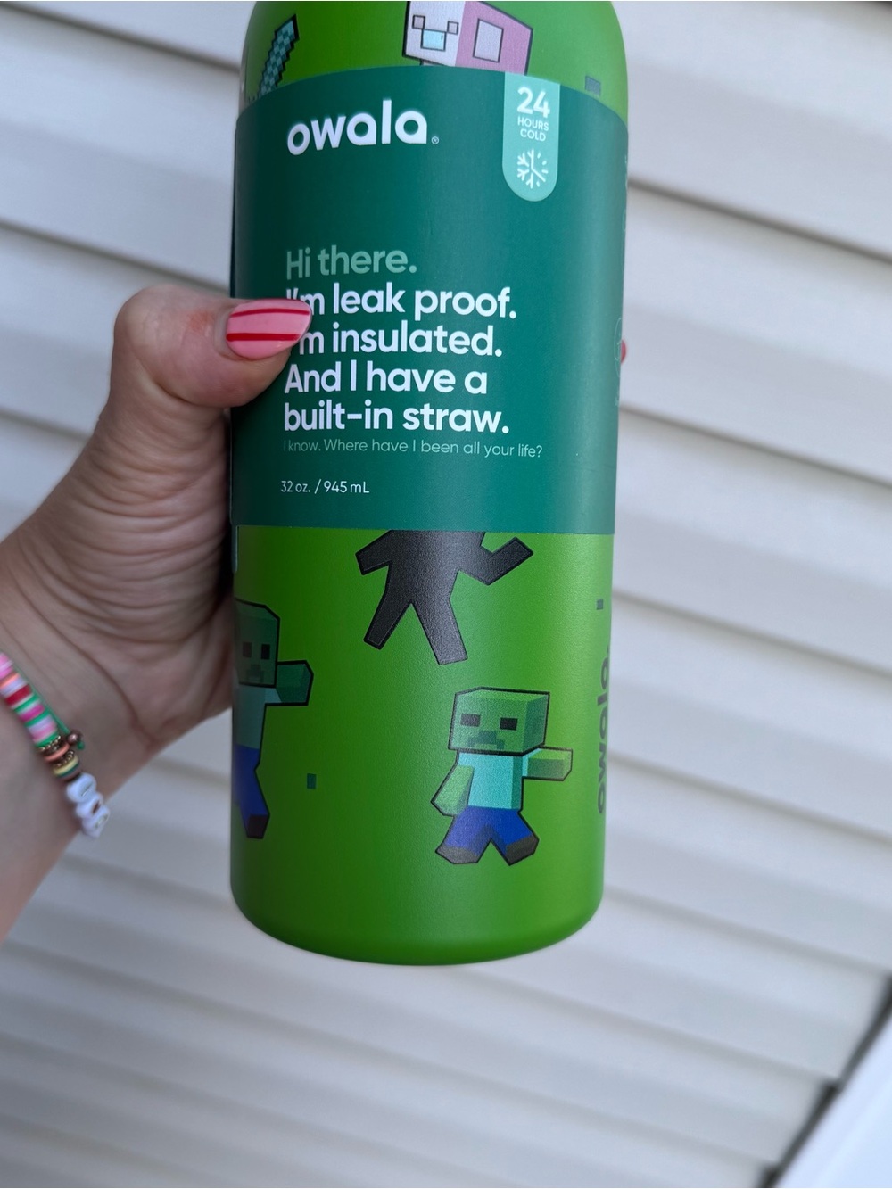 Owala FreeSip 32oz Minecraft Water Bottle NWT Insulated Leak Proof Tumbler Green - Picture 9 of 11